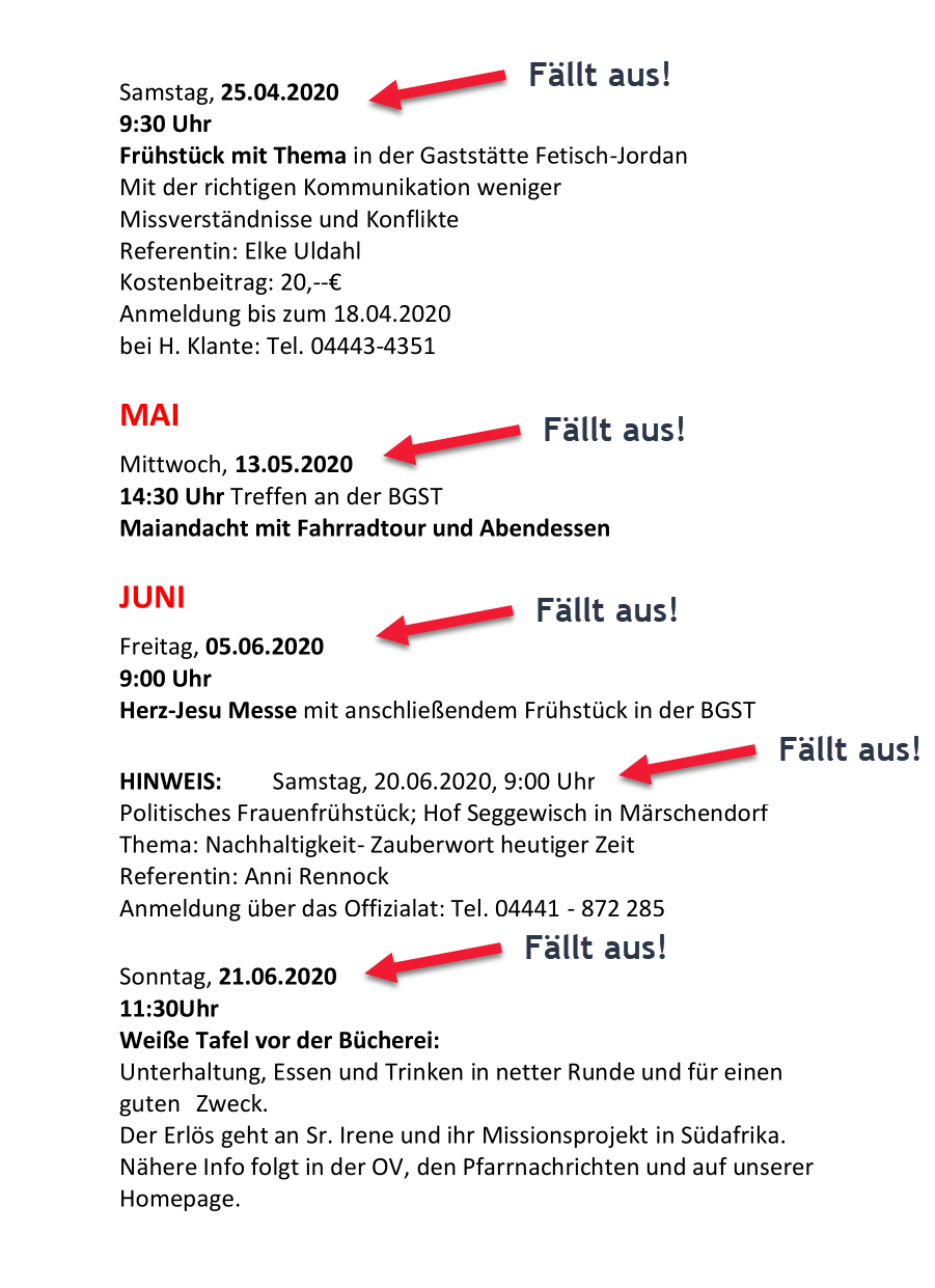 Aktualisiertes Halbjahresprogramm