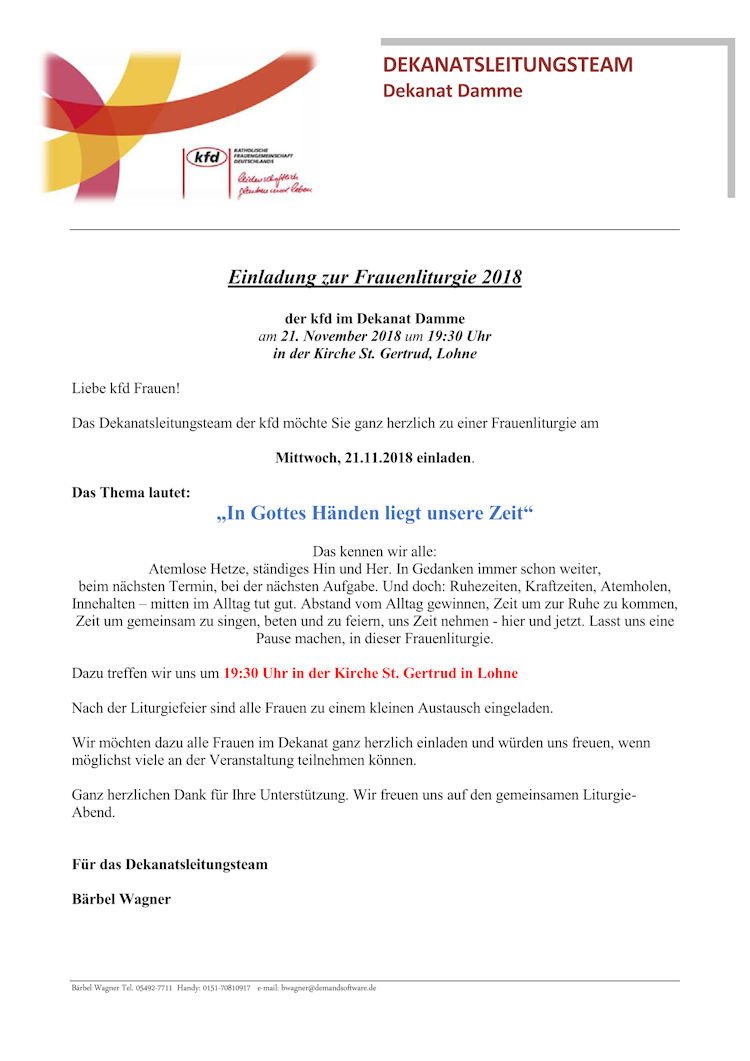 Einladung Frauenliturgie